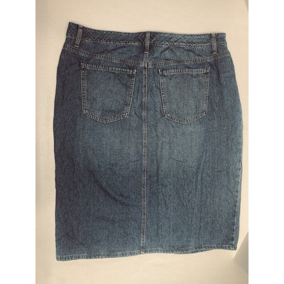 18W Terra And Sky Modest Denim Skirt Womens 5 Pocket Front Slit Jean Skirt 28" - Picture 2 of 12